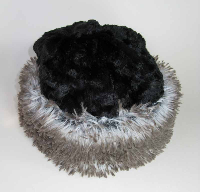 Faux Fur Beanie in Arctic Fox and Black